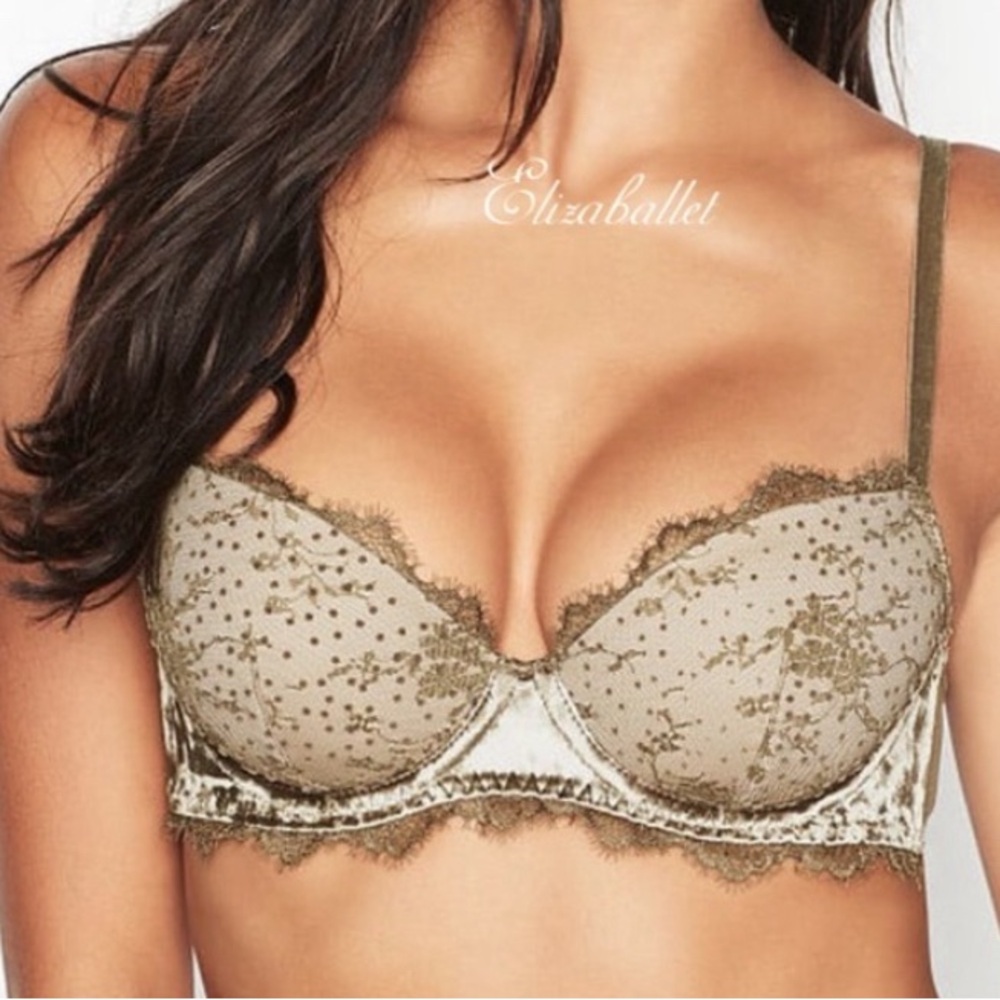 💕 VICTORIA’S SECRET dream angels lined demi velvet lace Swiss dot size 36D NEW